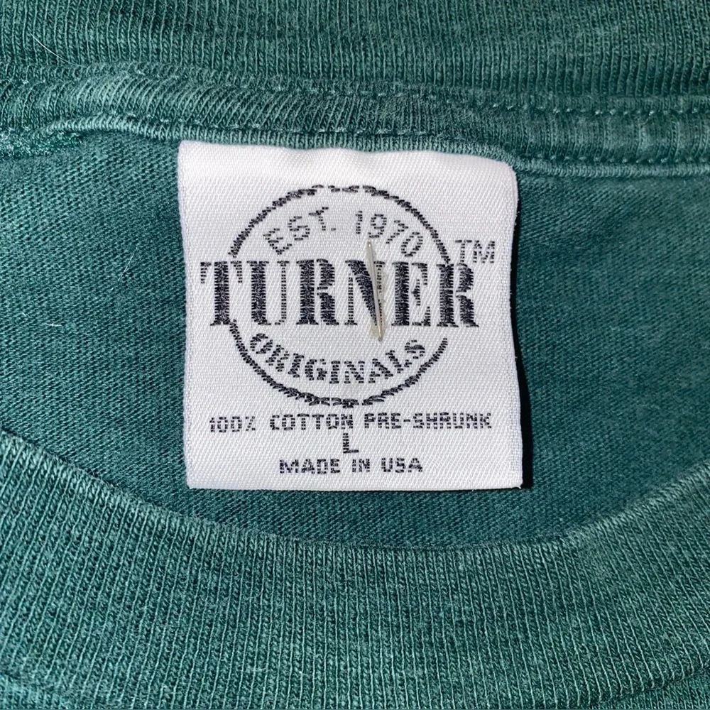 Vintage 90s Bald Eagle Pine Trees Single Stitch Green T Shirt Size L Made In USA